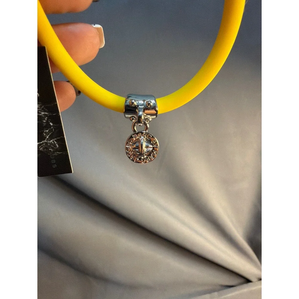 Marc by Marc Jacobs Yellow Rubber Bangle Bracelet Silver Turnlock Charm NWT